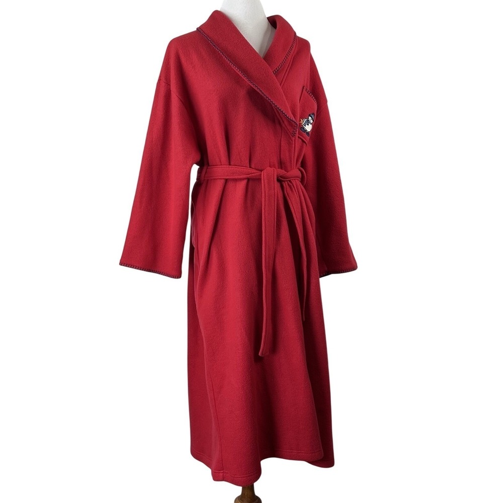 NWT Secret Treasures Belted‎ Robe Long Sleeve Plush Soft Snowman Red Women's L